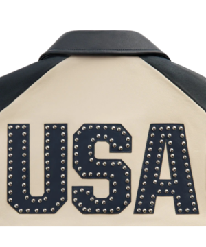 Team USA Kith x Avirex leather bomber jacket with bold patriotic graphics and high‑quality urban outerwear appeal