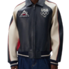 Kith x Avirex Team USA leather bomber jacket featuring premium collaboration design and official sportswear styling