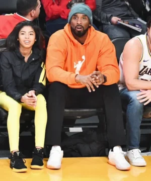 Kobe Bryant orange hoodie featuring a bold sporty look and basketball-inspired streetwear style