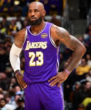 LeBron James Thunder vs Lakers purple jersey featuring iconic Lakers colors and NBA game-day design