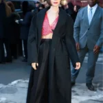 Lily Collins Calvin Klein Fashion Show Black Coat