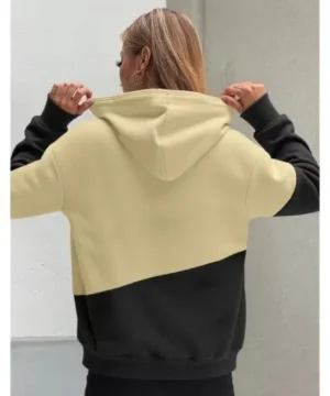 Perfectly Imperfect two-tone hoodie featuring a modern color-block design with premium casual streetwear styling