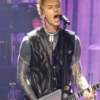 MGK 68th GRAMMY Awards black vest featuring a sleek celebrity-inspired red carpet style