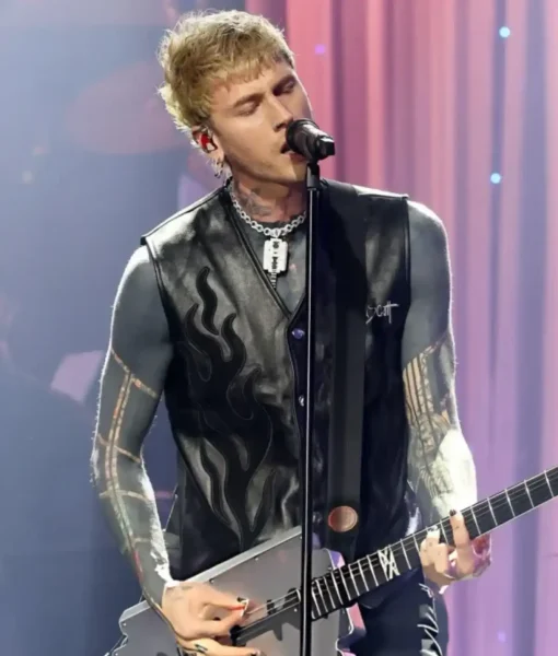68th GRAMMY Awards MGK black vest with tailored fit and modern urban fashion appeal