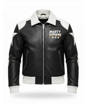 Marty Supreme inspired black bomber jacket showcasing premium outerwear construction and everyday casual versatility
