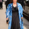Melissa McCarthy NYC blue floral coat celebrity street style statement winter coat