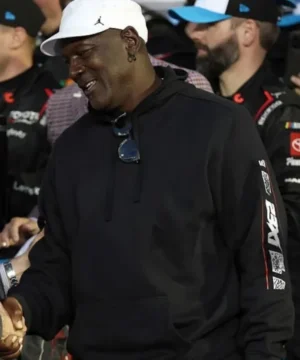 NASCAR Cup Series Daytona 500 Michael Jordan hoodie black racing hoodie with logo graphics front view