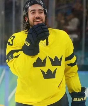 Mika Zibanejad Team Sweden Ice Hockey Jersey official men’s Olympic and World Championship hockey uniform