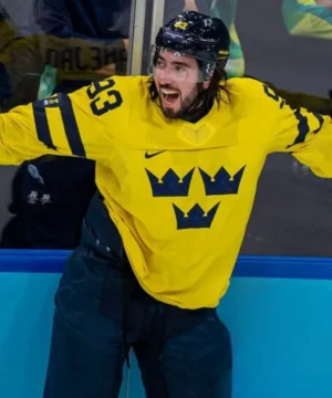 Men’s Mika Zibanejad Team Sweden jersey authentic ice hockey fan apparel blue and yellow sportswear