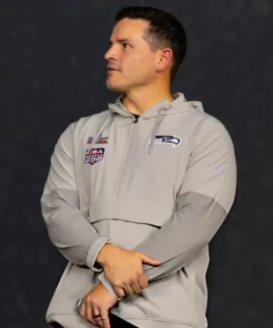 Unisex Mike MacDonald Super Bowl 2026 LX opening night anorak hoodie jacket with hooded collar and open hem cuffs