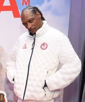 Snoop Dogg Milano Cortina Olympics 2026 jacket featuring bold celebrity style and official Winter Games inspired design
