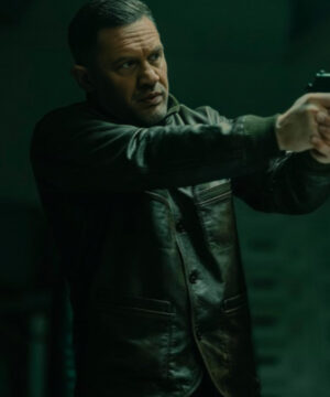 MobLand 2025 Tom Hardy brown leather jacket featuring rugged celebrity‑inspired design and premium outerwear styling