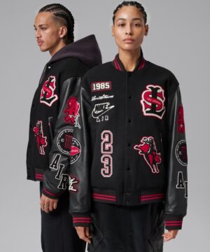 Mookie Betts All Star varsity jacket showcasing embroidered graphics and sporty streetwear appeal