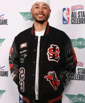 Mookie Betts 2026 Celebrity All Star Game varsity jacket featuring bold team-inspired patches and premium letterman design