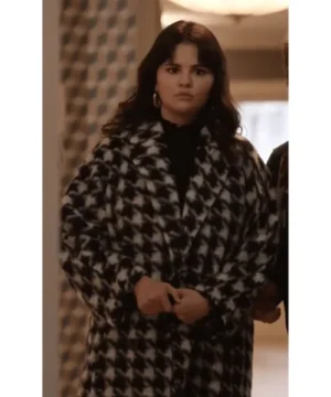 Selena Gomez Only Murders In The Building season 3 houndstooth long coat elegant outerwear