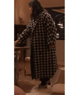 Women’s houndstooth coat from Only Murders In The Building Selena Gomez character style