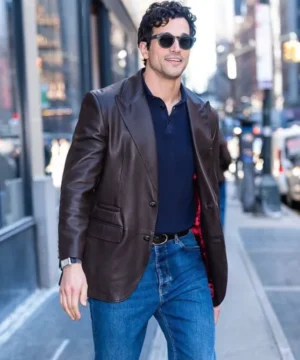 NBC Studio Paul Anthony Kelly leather blazer with modern tailored fit and contemporary fashion appeal