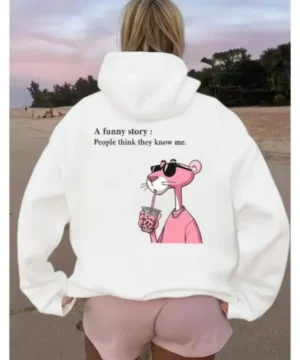 Stylish Pink Panther printed hoodie designed with soft fabric and versatile casual look