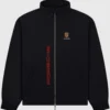 Porsche black track jacket featuring sleek motorsport style and sporty athletic fit