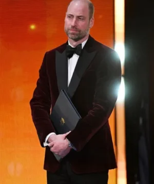 Celebrity inspired Prince of Wales velvet blazer red carpet style 2026 BAFTA Film Awards outerwear