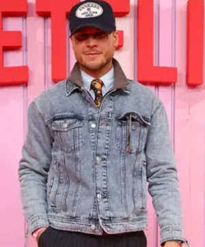 Rúrik Gíslason 2026 Netflix Party denim jacket featuring a modern celebrity-inspired casual fashion look