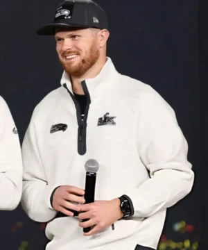 Nike Seattle Seahawks Super Bowl LX Opening Night tech fleece half-zip pullover showcasing NFL graphics and fan apparel