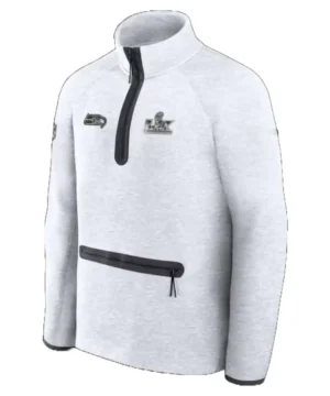Official Seattle Seahawks Super Bowl LX Opening Night half-zip fleece sweatshirt for 2026 NFL championship fans
