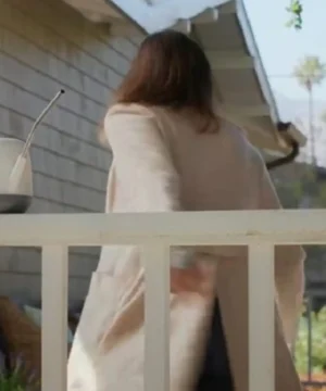 “Christa Miller Shrinking Season 3 long coat with chic design, perfect for casual and formal winter wear.”