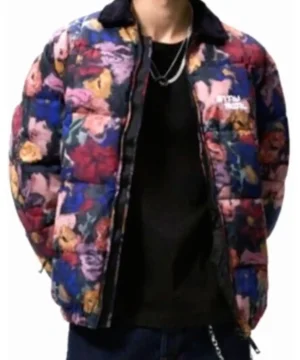 Javalan Chew quilted jacket from Make Me Scream 2023 with sleek fit, insulated fabric, and contemporary look