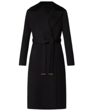 Celebrity inspired Taylor Swift wrap coat with shearling collar sophisticated winter outerwear for women