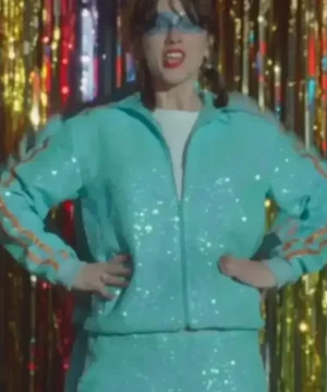 Taylor Swift Opalite music video sequin tracksuit featuring sparkling stage-ready design and premium celebrity outerwear