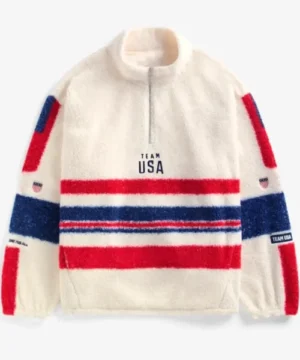 Team USA Quarter-Zip Sherpa Pullover warm fleece winter pullover patriotic athletic outerwear