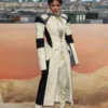 Teyana Taylor One Battle After Another long coat featuring a sleek silhouette and celebrity-inspired outerwear style