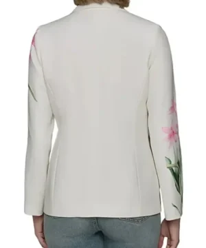 Katherine Kelly Lang white floral graphic blazer, chic high-fashion reality TV celebrity style