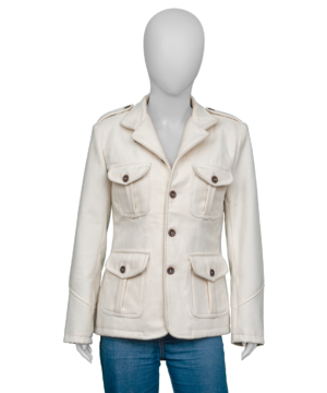 “The Girlfriend TV series Robin Wright white jacket featuring sleek tailored design and modern celebrity-inspired style.”