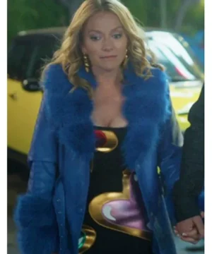Becki Newton The Lincoln Lawyer S04 fur trim leather coat featuring sleek design and premium outerwear styling