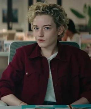 The Royal Hotel Julia Garner red jacket movie inspired women’s casual cotton jacket front view