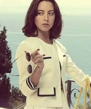 The White Lotus Season 2 Aubrey Plaza jacket designed for a sleek fit, casual elegance, and celebrity-inspired outerwear style