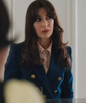 The White Lotus Season 2 Valentina blue blazer featuring elegant tailoring and TV-inspired fashion style