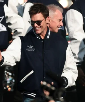 Tom Brady Super Bowl LX pregame varsity jacket inspired by Tom Brady with team NFL style and premium sports outerwear design