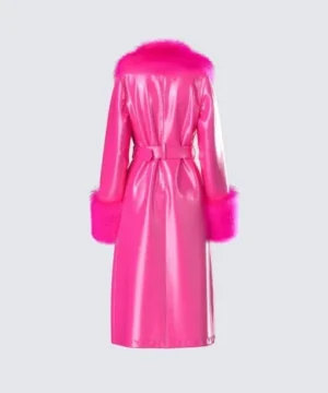 Pink leather Vanderpump Rules S12 Venus Binkley coat, modern celebrity-inspired statement jacket