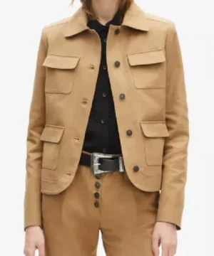 Vanished Season 1 Kaley Cuoco tan jacket with modern tailored fit and versatile everyday fashion appeal