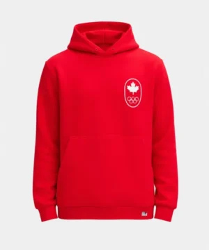 Official Winter Olympics 2026 hoodie showcasing Team Canada graphics and cozy cold-weather fashion