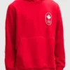 Winter Olympics 2026 Team Canada red hoodie featuring official national team design and premium insulated fabric