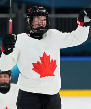 “Winter Olympics 2026 Team Canada jersey featuring iconic red and white colors with official Olympic-inspired design.”