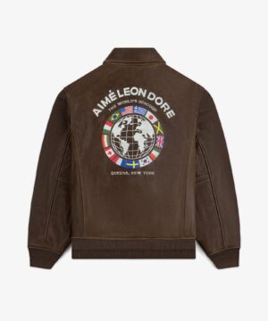 World’s Borough pilot leather jacket vintage aviation inspired outerwear