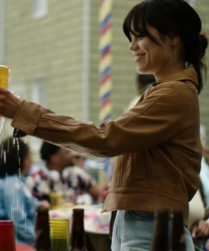 Celebrity inspired Mabel Finestkind leather jacket elegant brown women’s fashion outerwear