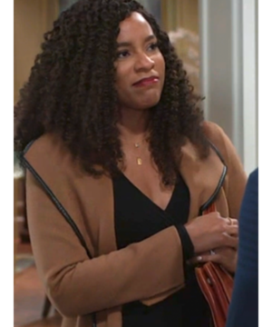 Beyond the Gates 2026 Naomi Hamilton Hawthorne leather trim coat women’s TV show inspired outerwear