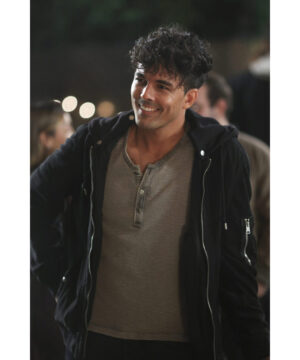 Grey’s Anatomy S22 Lucas Adams Black Hooded Jacket men’s TV show inspired zip-up hoodie jacket