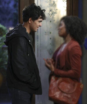 Lucas Adams black hooded jacket from Grey’s Anatomy Season 22 casual men’s outerwear